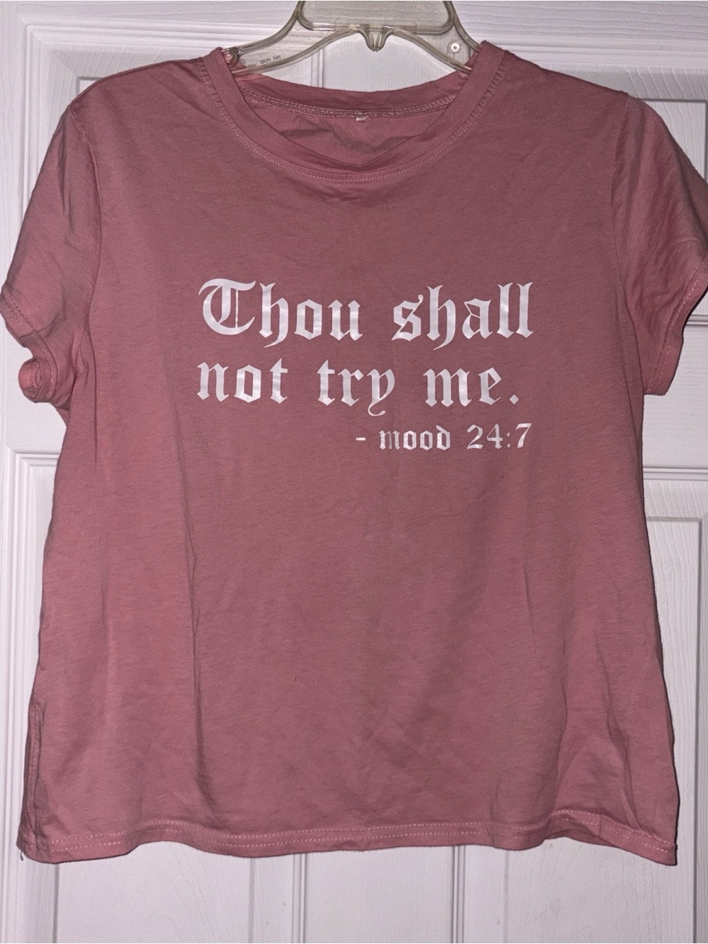 Graphic Short Sleeve Tee - Dusty Rose "Thou Shall Not Try Me"